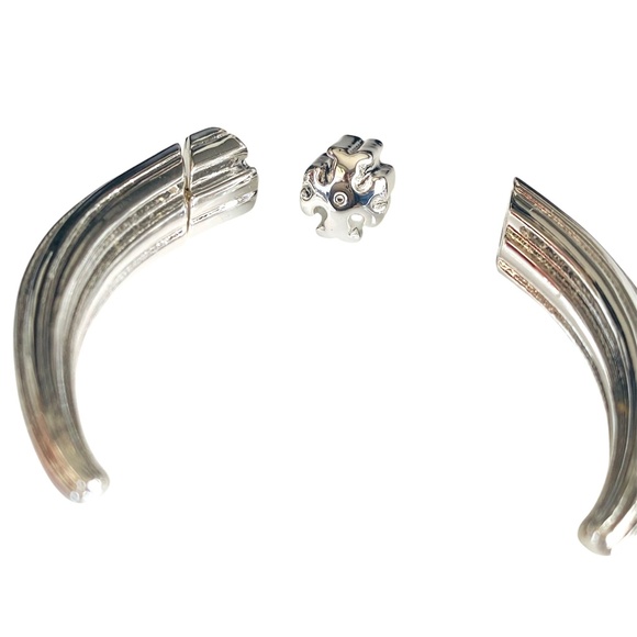 NWT Tory Burch Logo SPIKE Front Back Ear Jacket Stud Earrings Rtl $327+ - Picture 5 of 11